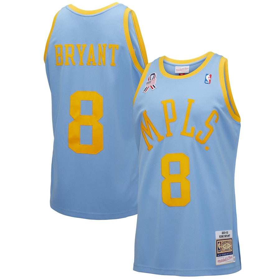 Men's Los Angeles Lakers Kobe Bryant Mitchell & Ness Light Blue Hardwood Classics Authentic 2001-02 Jersey - WORLDOFSHOES